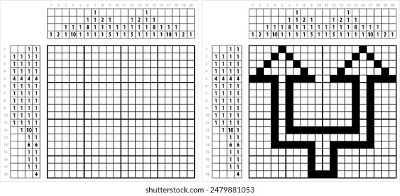 Arrow Icon Nonogram Pixel Art, Graphical Symbol, Pictogram Used To Point Or Indicate Direction Vector Art Illustration, Logic Puzzle Game Griddlers, Pic-A-Pix, Picture Paint By Numbers, Picross