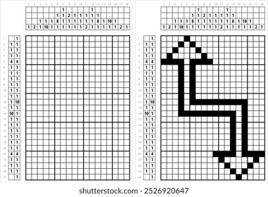 Icono De Flecha Nonogram Pixel Art, Símbolo Gráfico, Pictograma Utilizado Para Señalar O Indicar La Ilustración Del Arte vectorial De Dirección, Puzzle De Lógica Juego Griddlers, Pic-A-Pix, Pintura De Imágenes Por Números, Picross