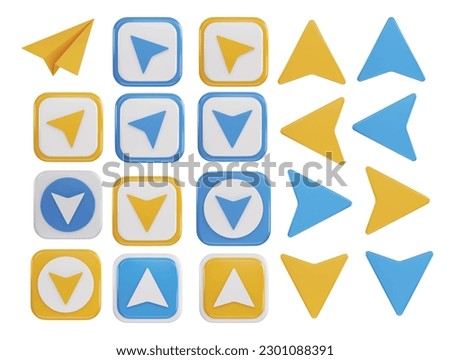 Arrow icon on 3d rendering vector illustration set