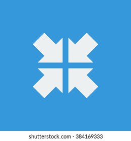 Arrow icon, on blue background, white outline, large size symbol