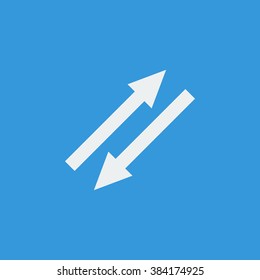 Arrow icon, on blue background, white outline, large size symbol