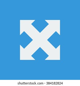 Arrow icon, on blue background, white outline, large size symbol