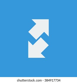 Arrow icon, on blue background, white outline, large size symbol