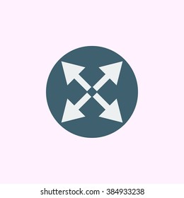 Arrow icon, on blue circle background, white outline