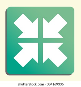 Arrow icon, on button style green background, yellow light, shadow