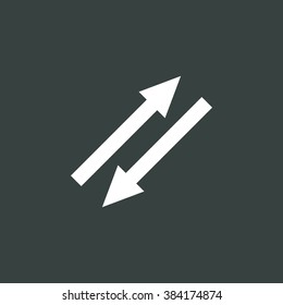 Arrow icon, on dark background, white outline, large size symbol