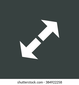 Arrow icon, on dark background, white outline, large size symbol