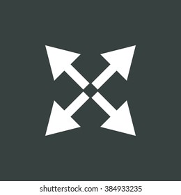 Arrow icon, on dark background, white outline, large size symbol