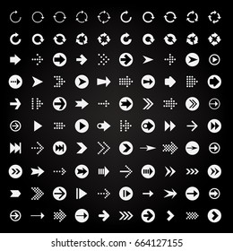 Arrow icon on dark background Vector.