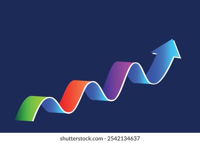 Icono de flecha sobre fondo oscuro. Escalera de éxito en el concepto de crecimiento empresarial.	
