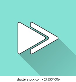 Arrow icon on a green background. Vector illustration, flat design.