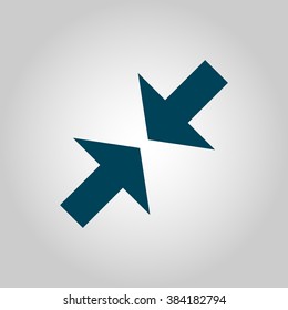 Arrow icon, on grey background, blue outline, large size symbol