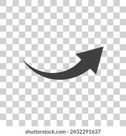 Arrow icon on transparent background. Curved arrow icon