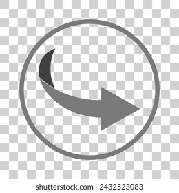 Arrow icon on transparent background. Curved arrow icon
