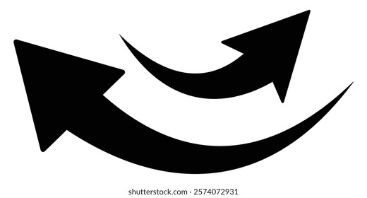 arrow icon on transparent background. Flat style arrow icon for your website, design, logo, app, UI., curved arrow sign. eps 10. curved arrow icon set.