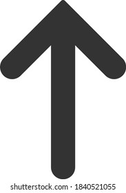 Up arrow icon on a white background. Isolated up arrow symbol with flat style.