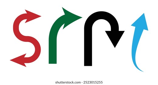 ícone de seta em fundo branco. seta curva eps 10.