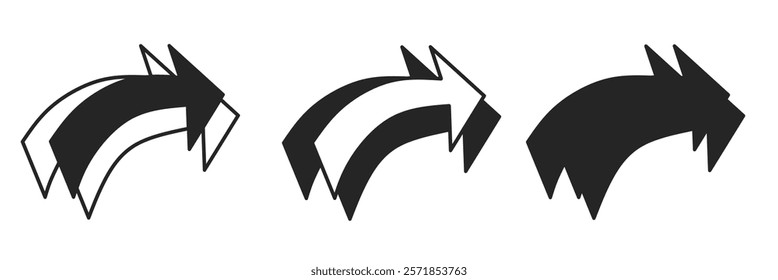 Arrow icon on white background. Vector logo arrow illustration.