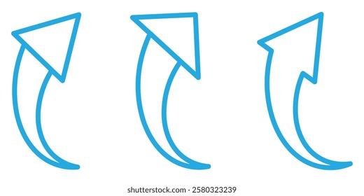 Arrow icon on white background. Curved arrow sign. Flat style arrow icon for website, design, logo, app. Arrow pointer, indicator direction symbol. Vector illustrator. 