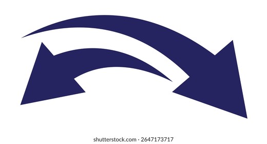  arrow icon on white background. Black curb arrow icon vector in flat style. curved arrow sign. arrow icon for your web site design. Vector illustration.