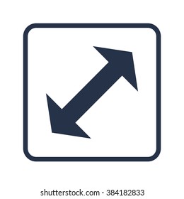 Arrow icon, on white background, rounded rectangle border, blue outline