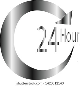 The arrow icon is open 24 hours non stop glittering silver-image