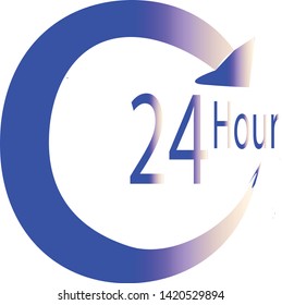 
The arrow icon is open 24 hours non-stop bright blue-vector