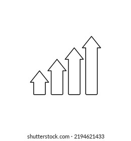 Arrow up icon outline, graph flat design, bar chart sign symbol, illustration vector of business growth