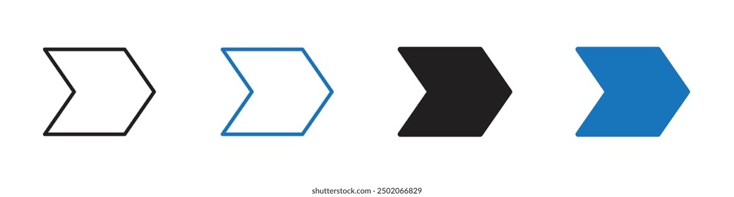 Arrow icon Outline set in black and white color