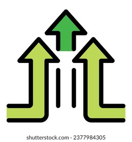 Arrow up icon outline vector. Comfort zone. Success courage color flat