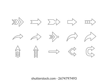 Símbolo de Vector de estilo Liner de paquete de iconos de flecha