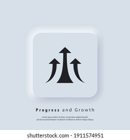 Arrow Up icon. Performance icon, progress. Increase, Arrow logo. Vector. UI icon. Neumorphic UI UX white user interface web button. Neumorphism