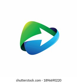 arrow icon with play button concept