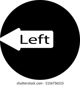 Arrow icon pointing to the left. Flat image