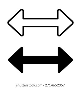 Icono de flecha que apunta a la izquierda y a la derecha sobre fondo blanco.