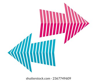 Arrow icon pointing to the right and left. An arrow with a triangular pointer.