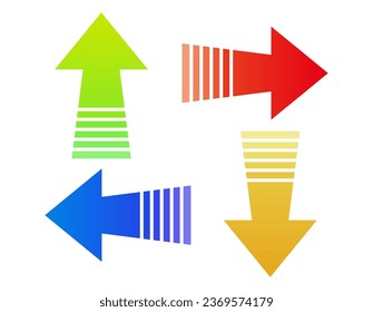 Arrow icon pointing up, down, right, left. An arrow with a triangular pointer.