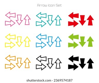 Arrow icon pointing up, down, right, left. An arrow with a triangular pointer.