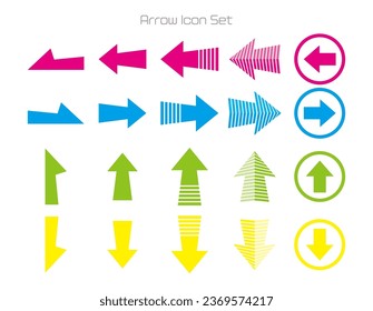 Icono de flecha hacia arriba, hacia abajo, hacia la derecha, hacia la izquierda. Una flecha con un puntero triangular.