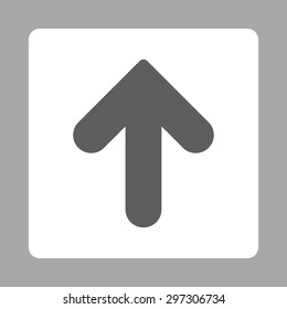 Arrow Up icon from Primitive Buttons OverColor Set. This rounded square flat button is drawn with dark gray and white colors on a silver background.