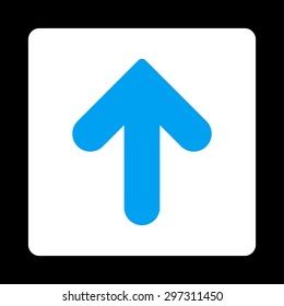 Arrow Up icon from Primitive Buttons OverColor Set. This rounded square flat button is drawn with blue and white colors on a black background.