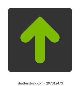 Arrow Up icon from Primitive Buttons OverColor Set. This rounded square flat button is drawn with eco green and gray colors on a white background.