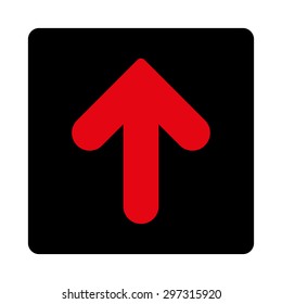 Arrow Up icon from Primitive Buttons OverColor Set. This rounded square flat button is drawn with intensive red and black colors on a white background.