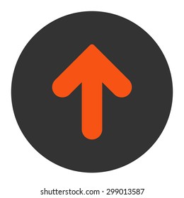 Arrow Up icon from Primitive Round Buttons OverColor Set. This round flat button is drawn with orange and gray colors on a white background.