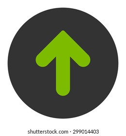 Arrow Up icon from Primitive Round Buttons OverColor Set. This round flat button is drawn with eco green and gray colors on a white background.