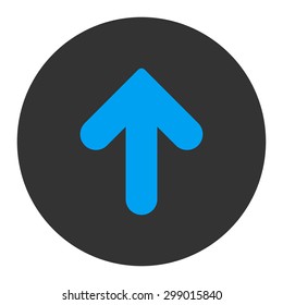 Arrow Up icon from Primitive Round Buttons OverColor Set. This round flat button is drawn with blue and gray colors on a white background.