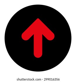 Arrow Up icon from Primitive Round Buttons OverColor Set. This round flat button is drawn with intensive red and black colors on a white background.