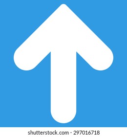 Arrow Up icon from Primitive Set. This isolated flat symbol is drawn with white color on a blue background, angles are rounded.