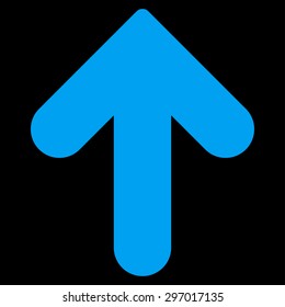 Arrow Up icon from Primitive Set. This isolated flat symbol is drawn with blue color on a black background, angles are rounded.