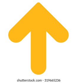 Arrow Up icon from Primitive Set. This isolated flat symbol is drawn with yellow color on a white background, angles are rounded.